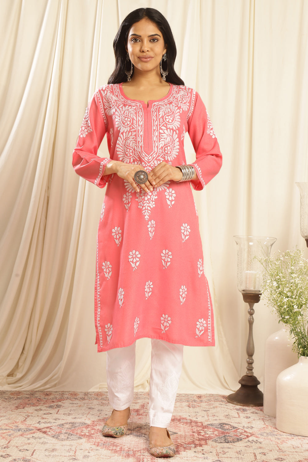 Crimson-Modal-Chikankari-Kurta