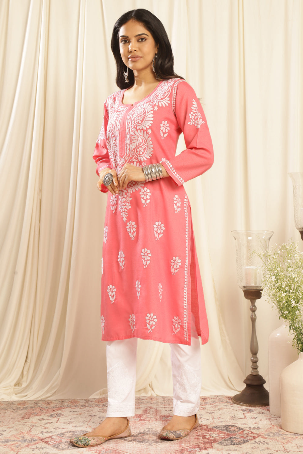 Crimson-Modal-Chikankari-Kurta