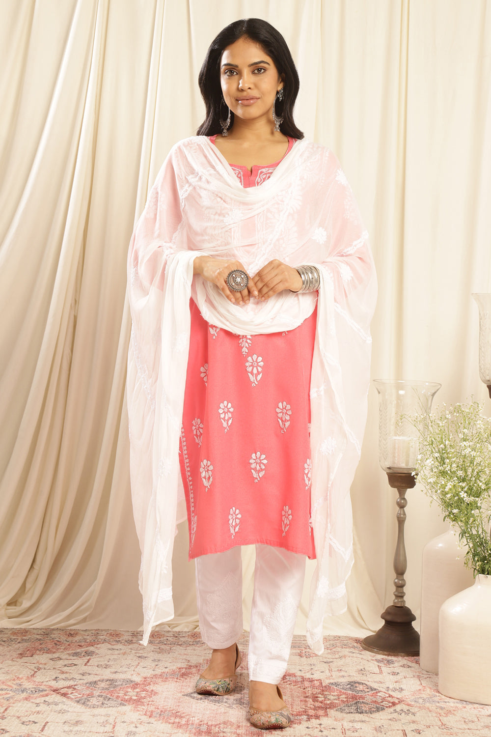 Crimson-Modal-Chikankari-Kurta