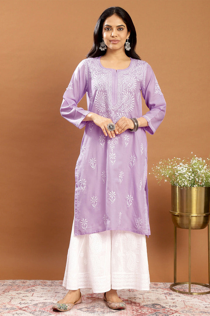 Mauve-Modal-Chikankari-Kurta