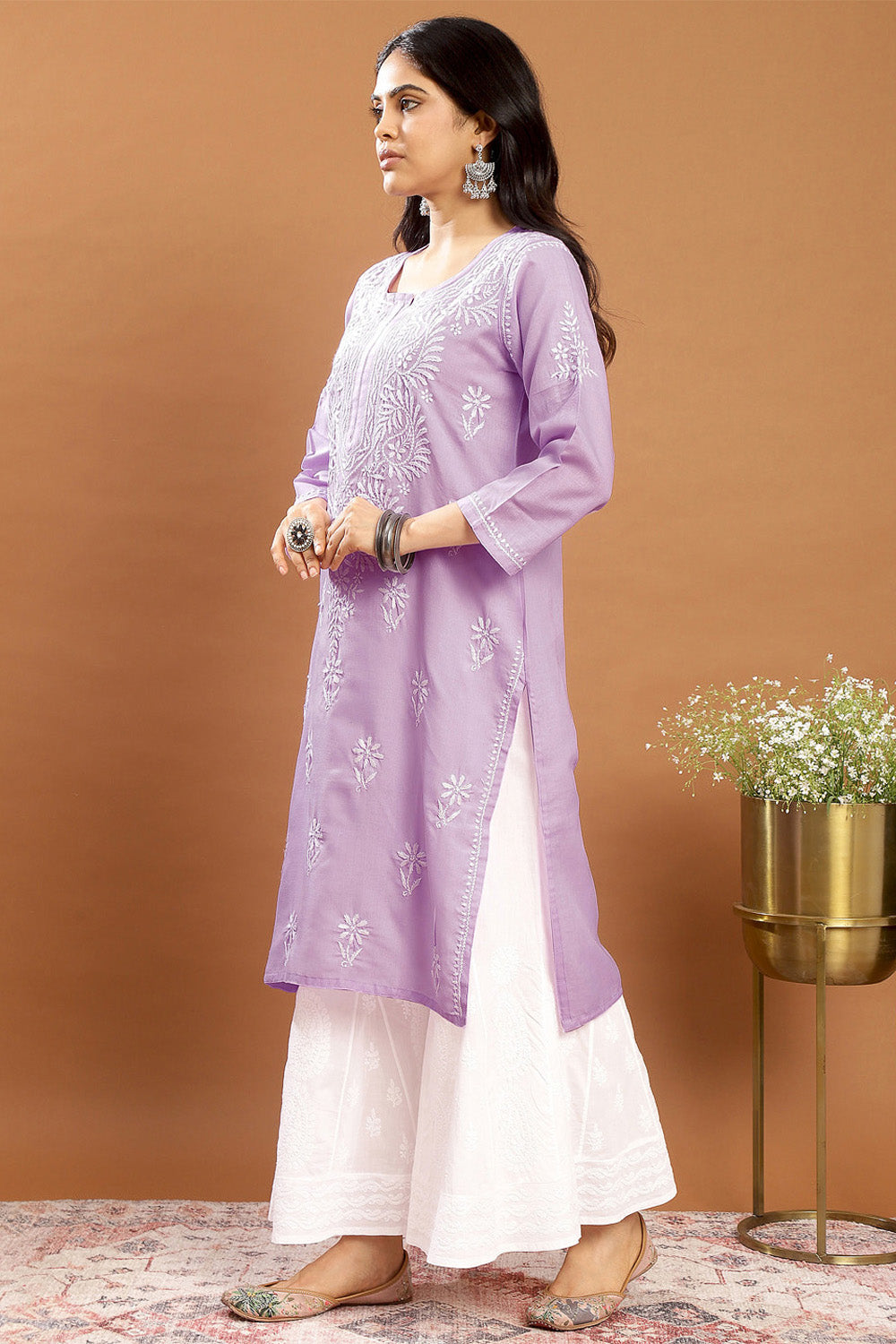 Mauve-Modal-Chikankari-Kurta