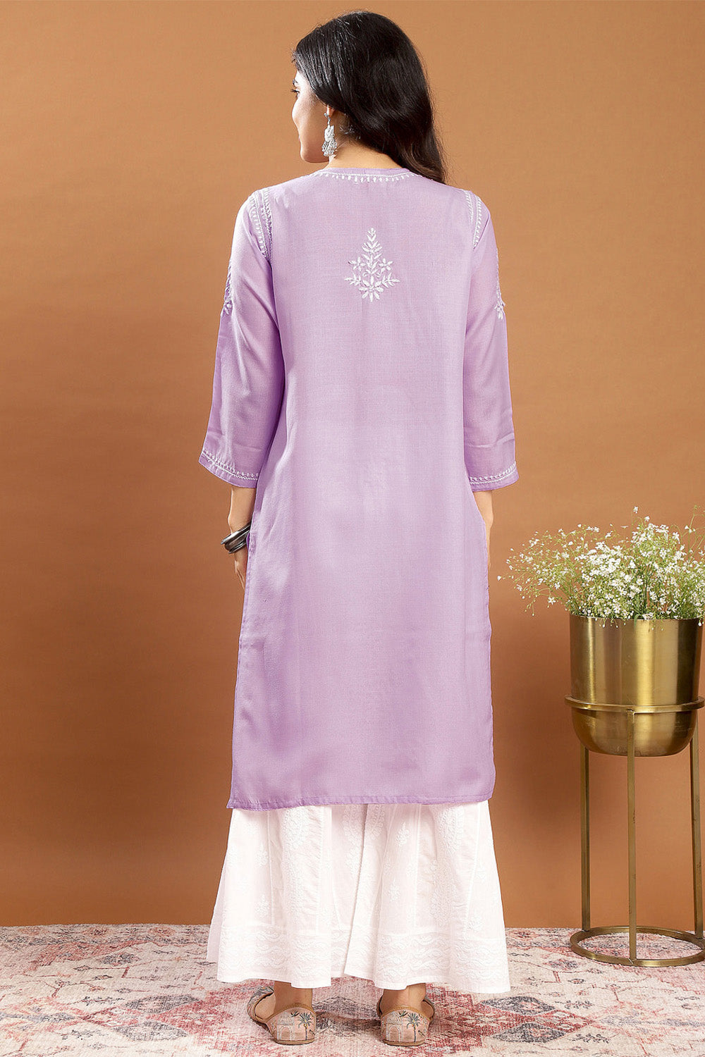 Mauve-Modal-Chikankari-Kurta