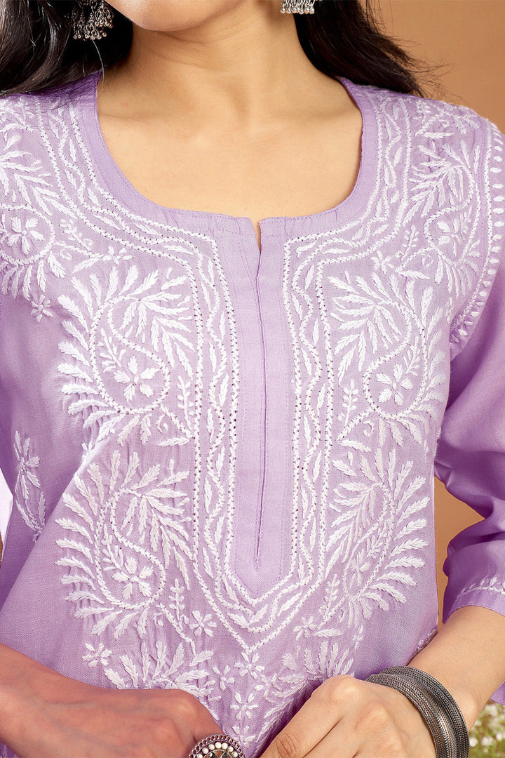 Mauve-Modal-Chikankari-Kurta