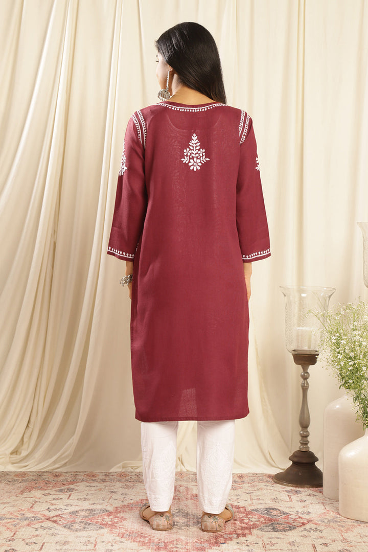 Maroon-Modal-Chikankari-Kurta