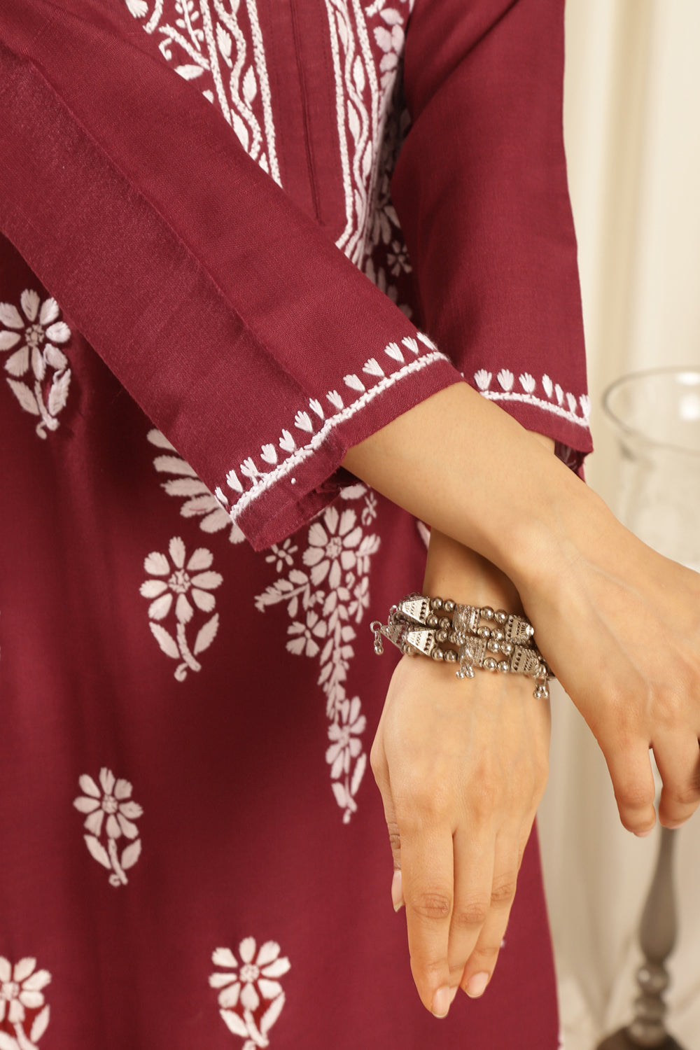 Maroon-Modal-Chikankari-Kurta