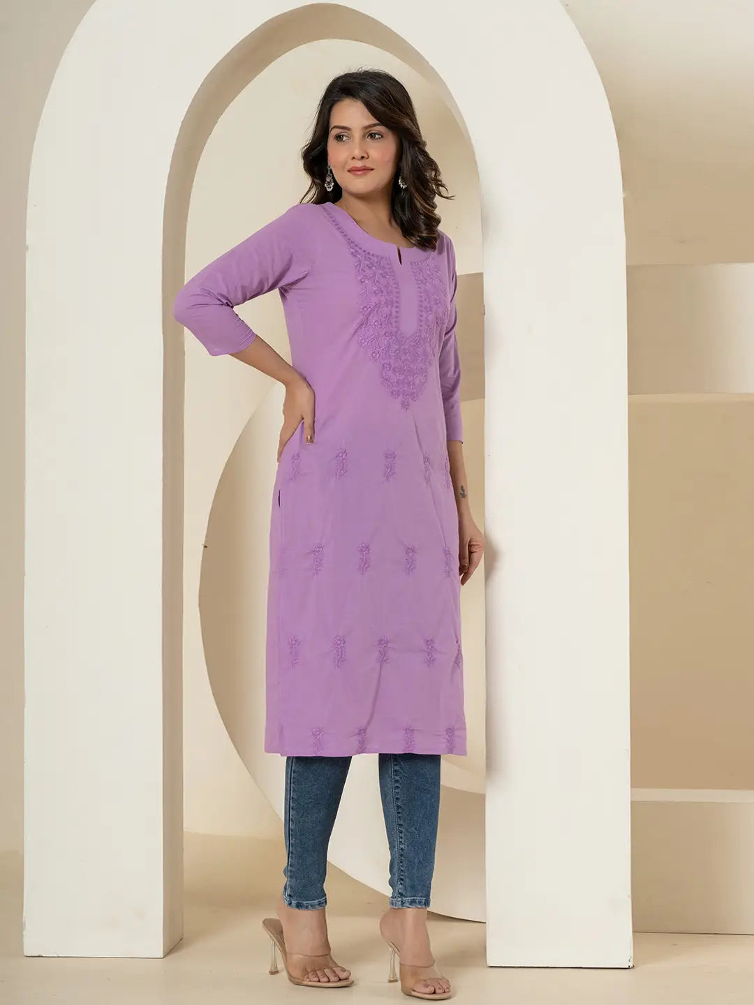 Lavender-Cotton-Chikankari-Straight-Kurta