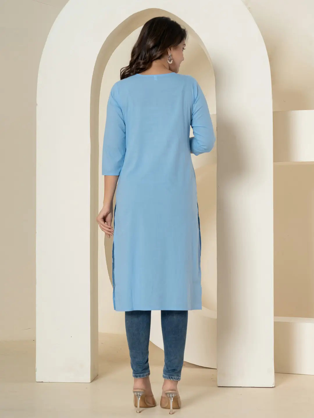 Sky-Blue-Cotton-Chikankari-Straight-Kurta