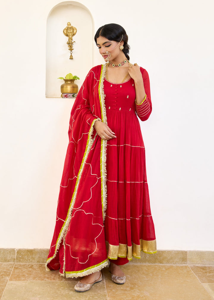 Kumkum-Red-Mulmul-Tier-Anarkali-Set