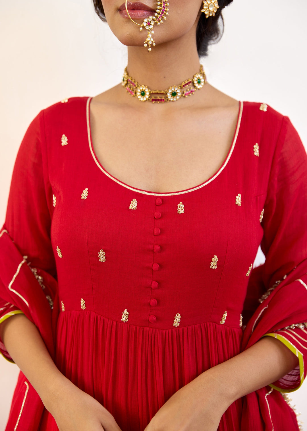 Kumkum-Red-Mulmul-Tier-Anarkali-Set
