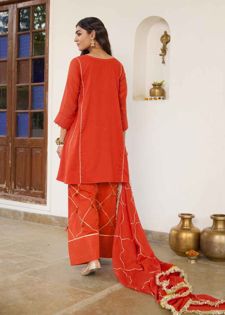Orange Anti-Fit Farshi Shalwar Set
