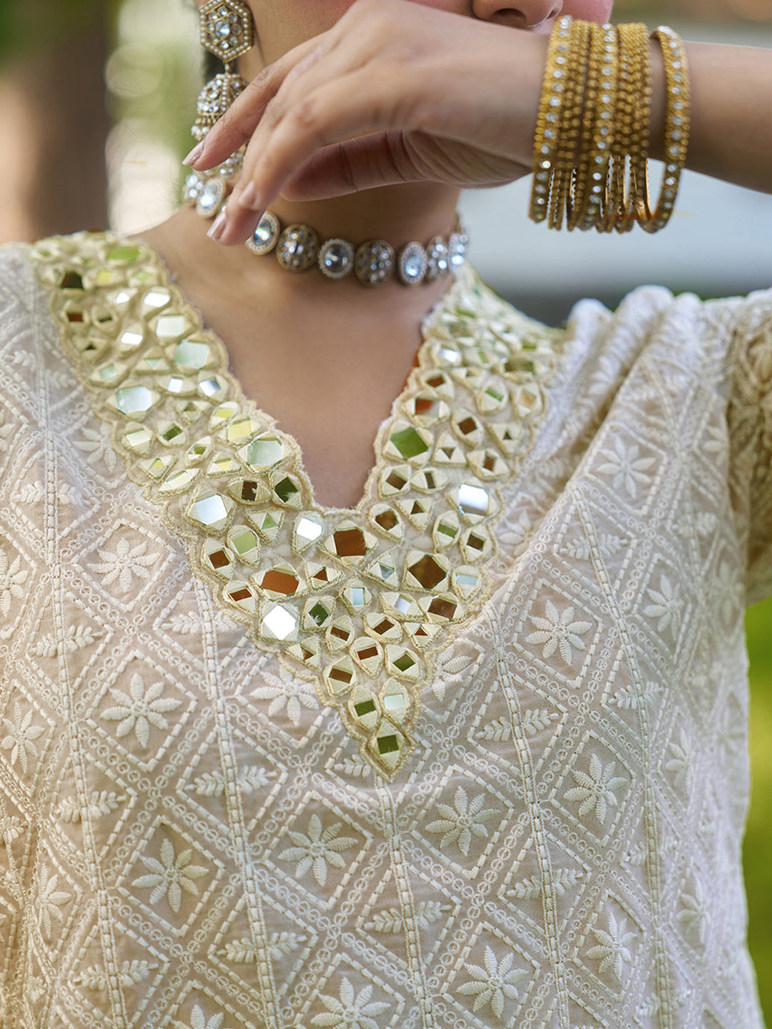 Biege-Viscose-Schiffli-Embroidered-2-Piece-Kurta-Set