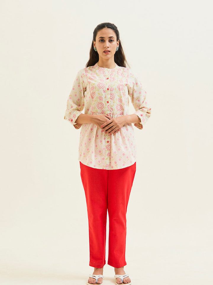 Coral-Cotton-Cambric-Floral-Printed-Gathered-Top