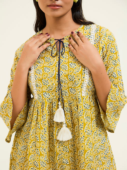 Mustard-Cotton-Cambric-Printed-Gathered-Top