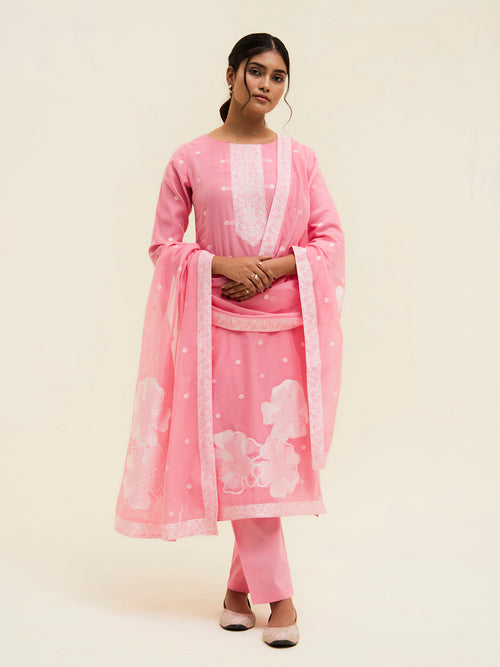 Pink-Chanderi-Jacquard-Floral-Self-Woven-3-Piece-Kurta-Set