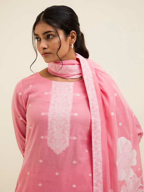 Pink-Chanderi-Jacquard-Floral-Self-Woven-3-Piece-Kurta-Set