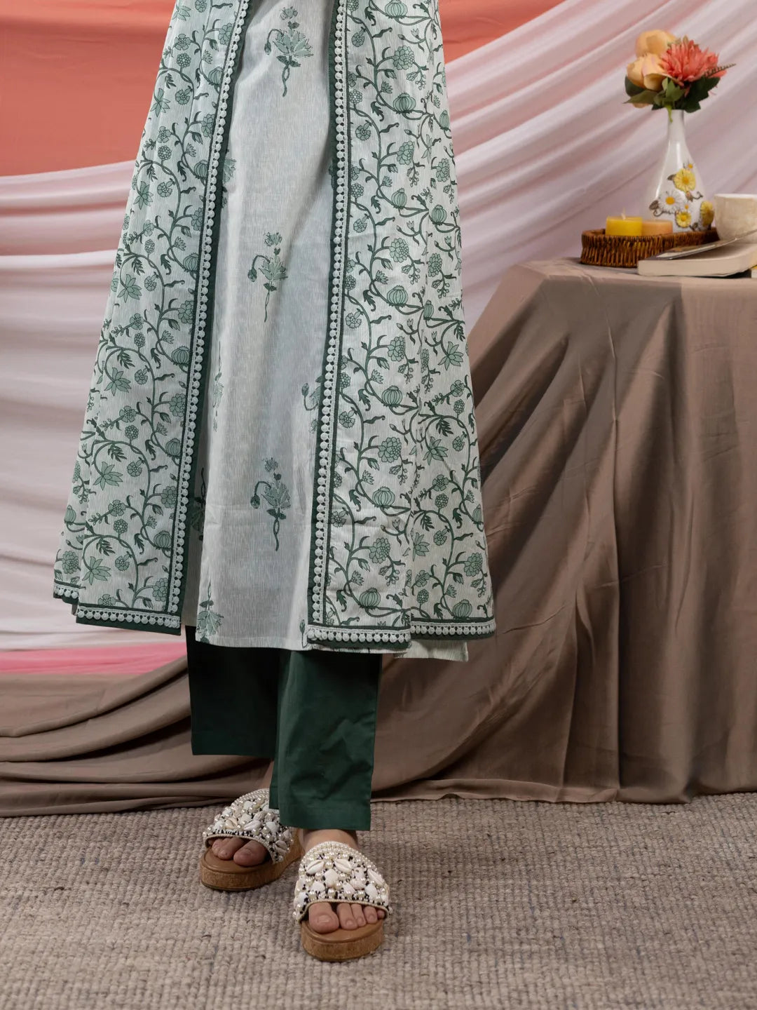 Green-Cotton-Floral-Print-A-Line-Kurta-Sets-With-Jacket