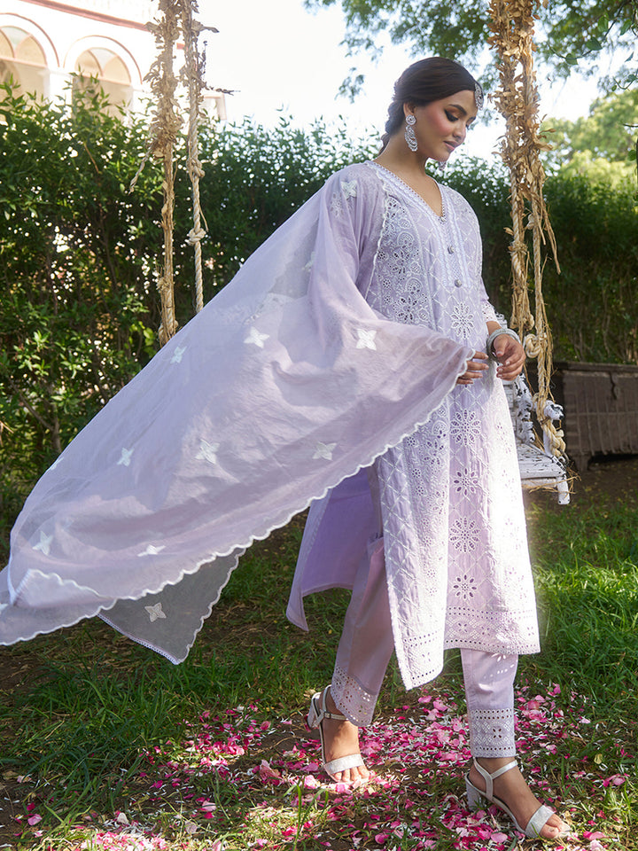 Lavender-Cotton-Schiffli-Embroidered-3-Piece-Kurta-Set