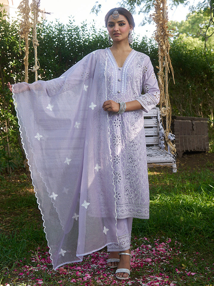Lavender-Cotton-Schiffli-Embroidered-3-Piece-Kurta-Set