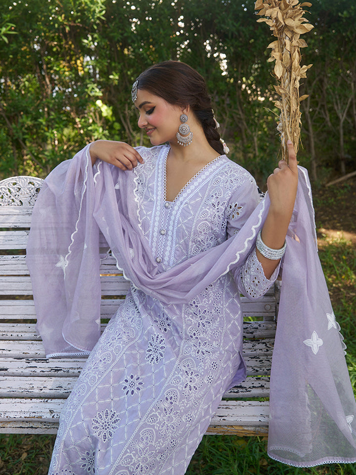 Lavender-Cotton-Schiffli-Embroidered-3-Piece-Kurta-Set