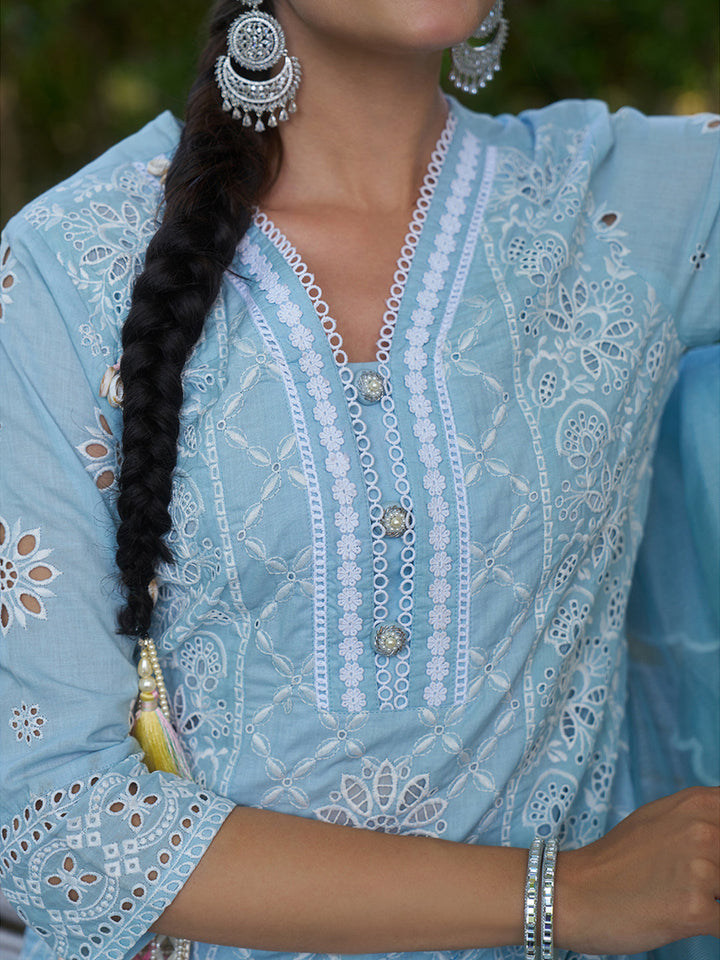 Blue-Cotton-Schiffli-Embroidered-3-Piece-Kurta-Set