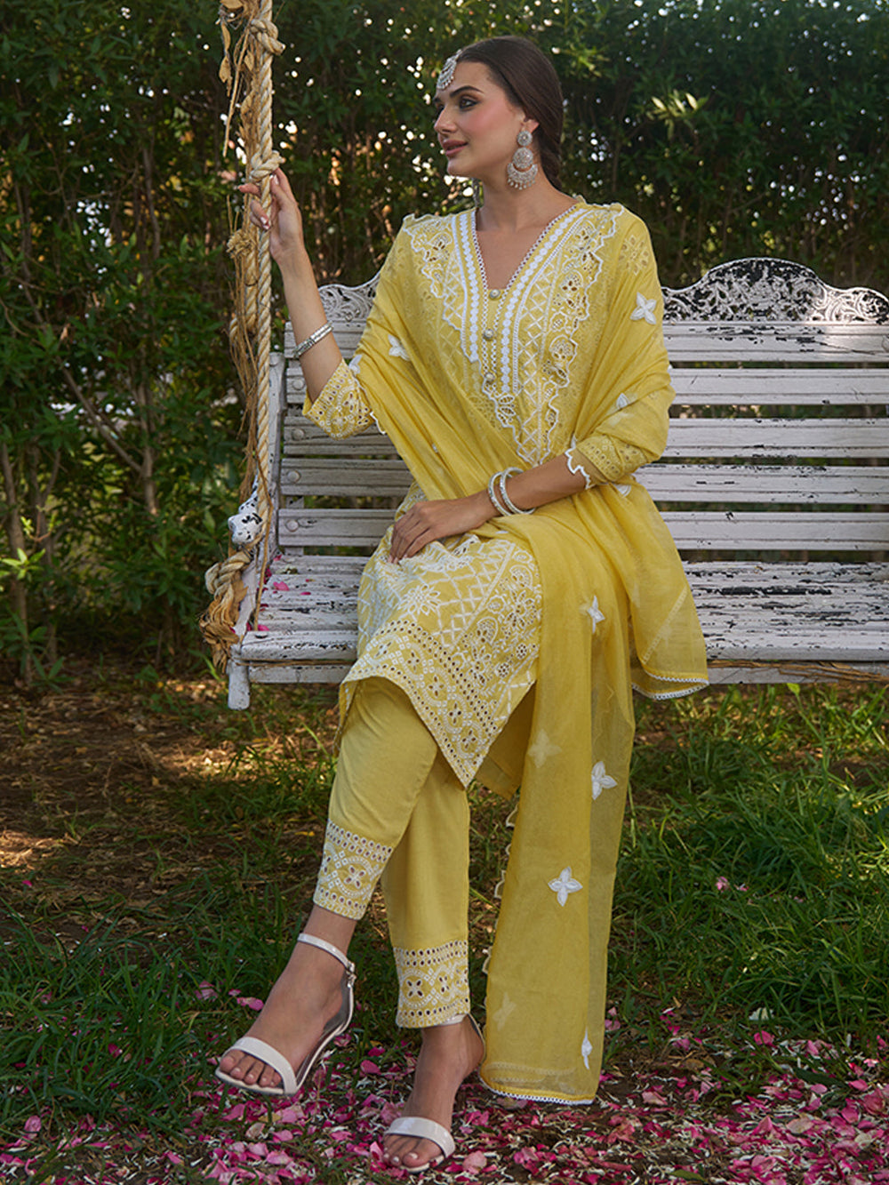 Yellow-Cotton-Schiffli-Embroidered-3-Piece-Kurta-Set