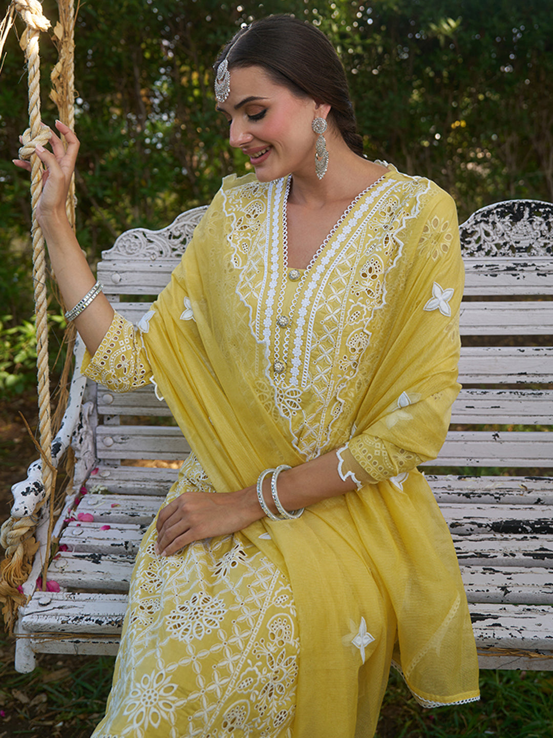 Yellow-Cotton-Schiffli-Embroidered-3-Piece-Kurta-Set