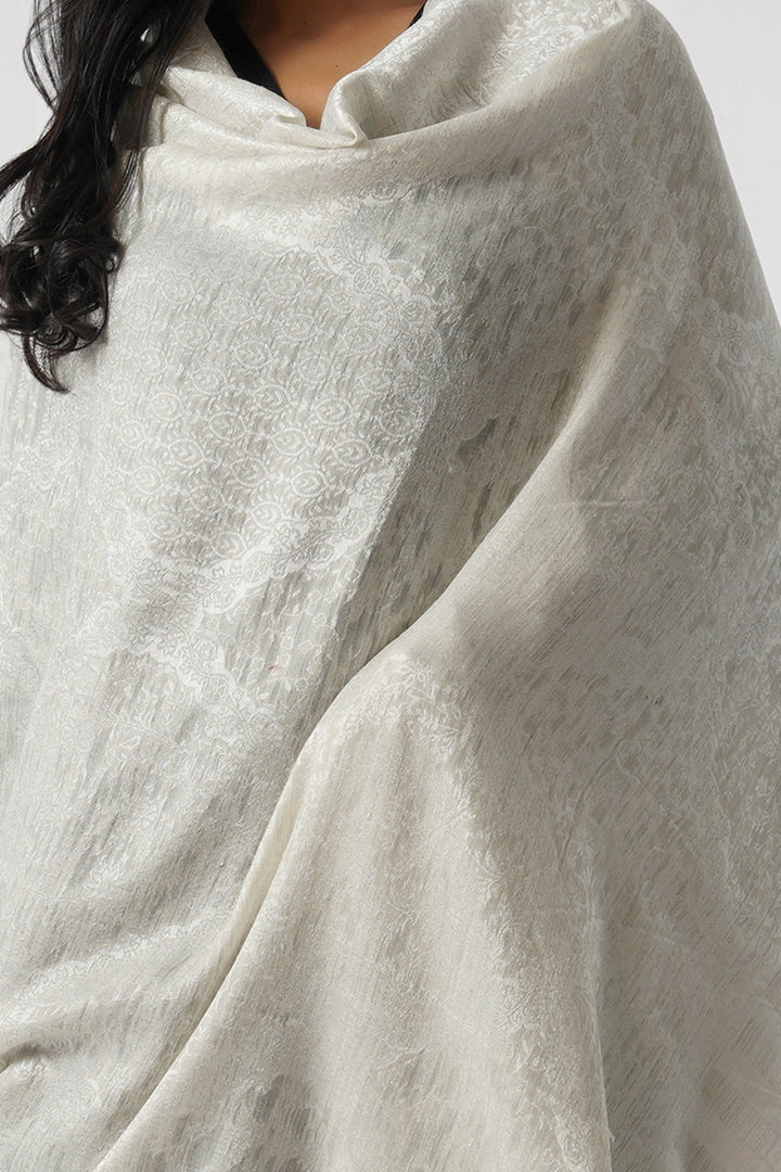 White Rabiya Superfine Wool Kani Shawl