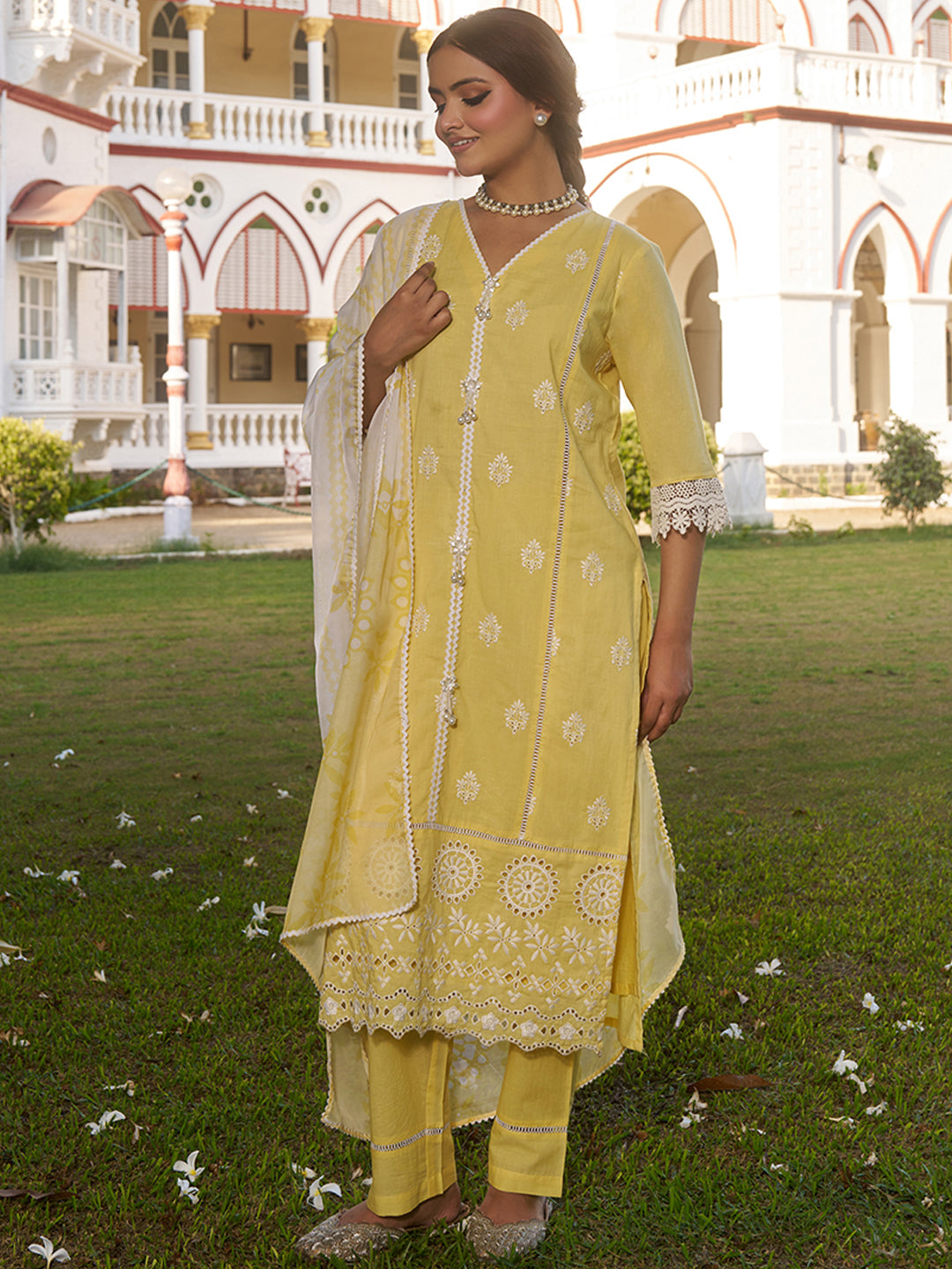 Yellow-Cotton-Floral-Schiffli-Embroidered-3-Piece-Kurta-Set