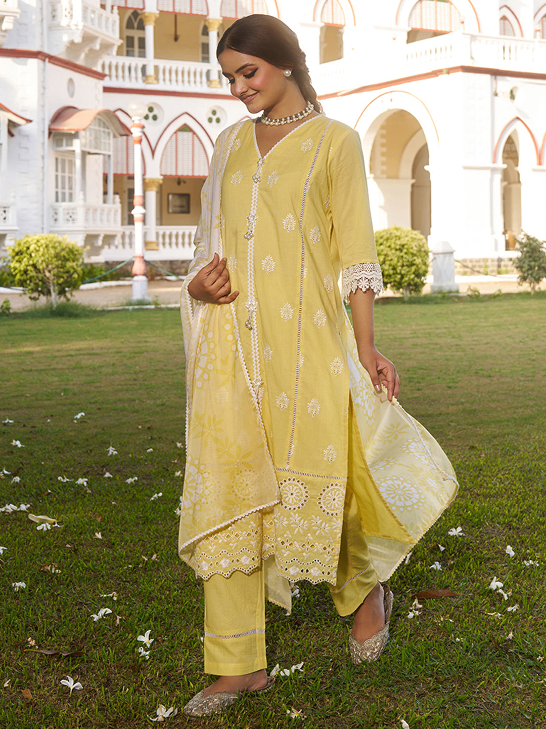 Yellow-Cotton-Floral-Schiffli-Embroidered-3-Piece-Kurta-Set