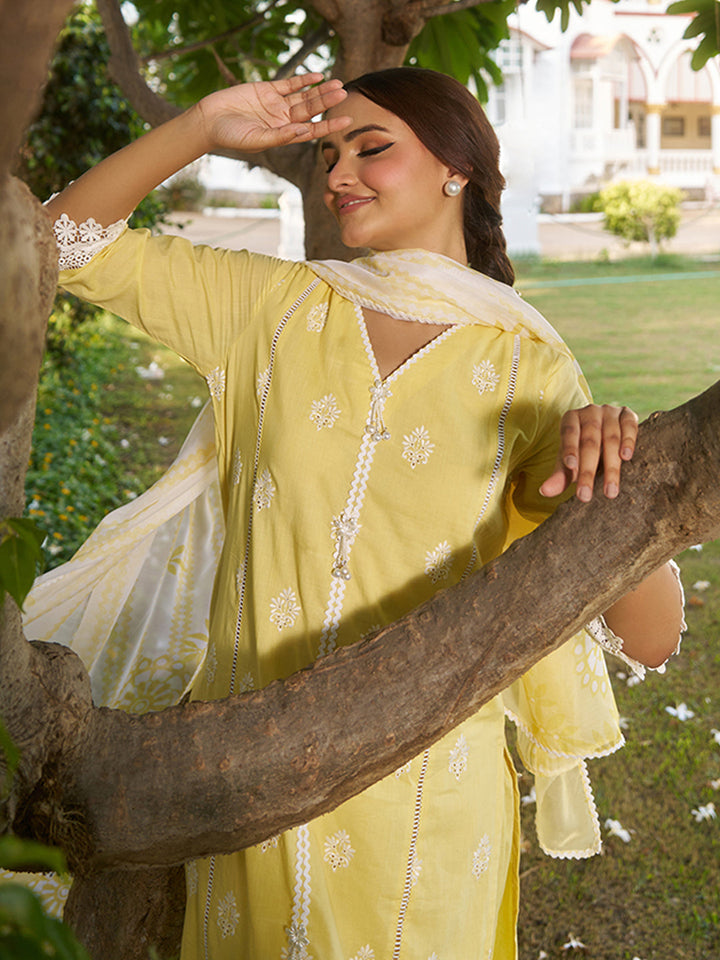 Yellow-Cotton-Floral-Schiffli-Embroidered-3-Piece-Kurta-Set