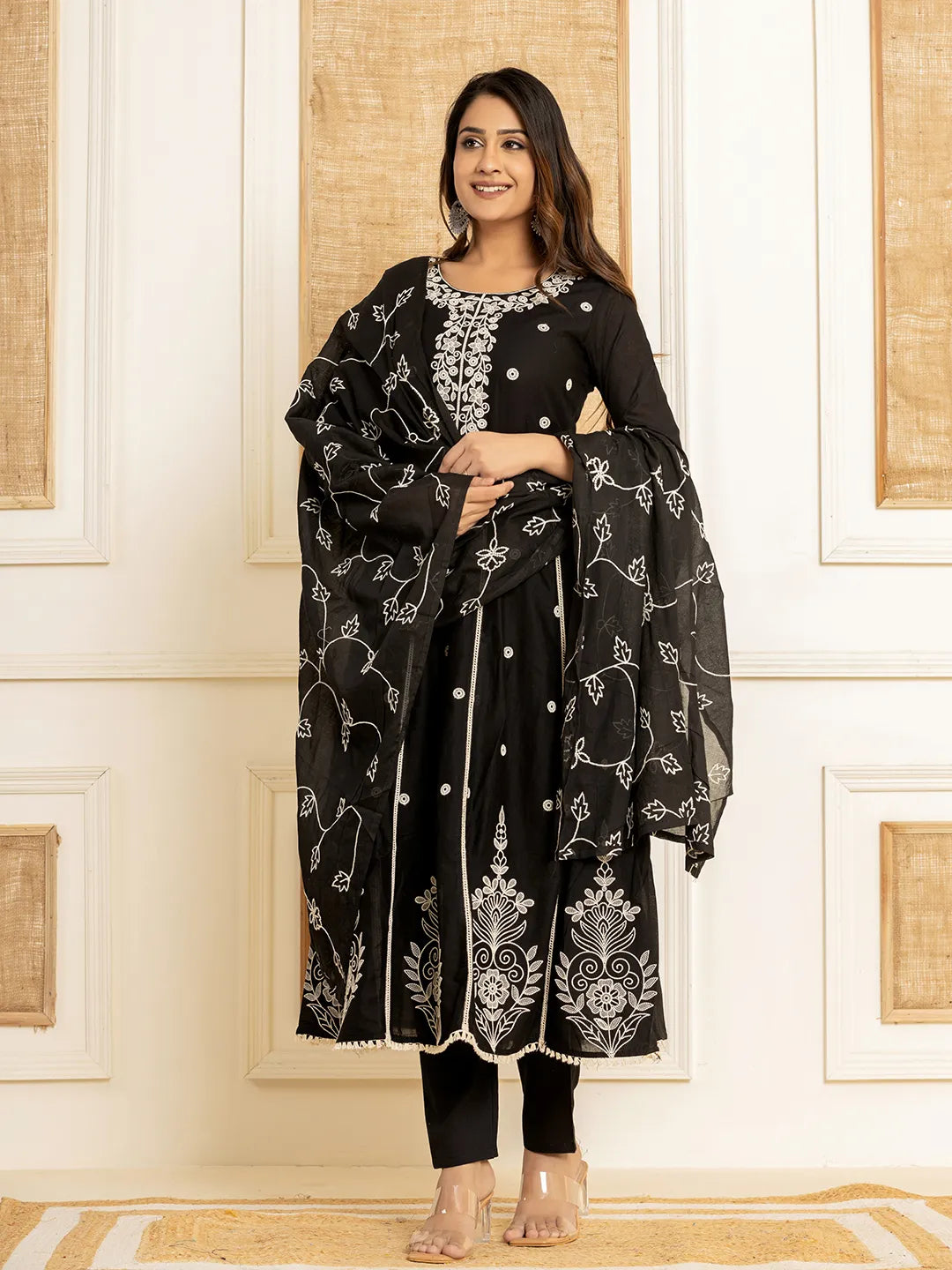 Black-Cotton-Embroidered-3-Piece-Kurta-Set