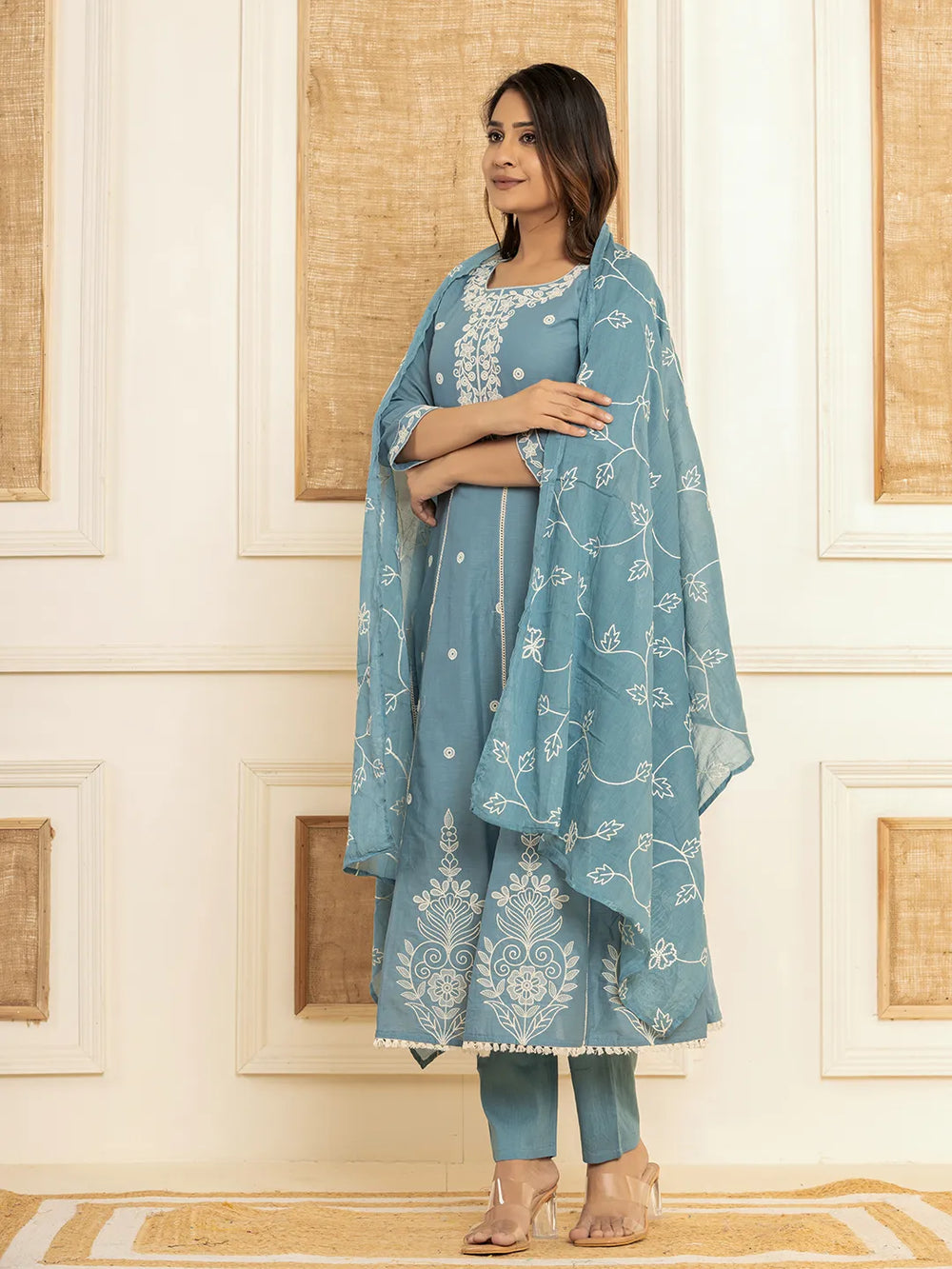 Blue-Cotton-Embroidered-3-Piece-Kurta-Set