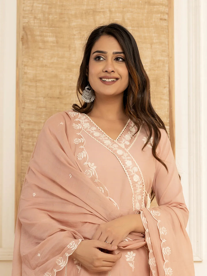 Peach-Cotton-Embroidered-3-Piece-Kurta-Set