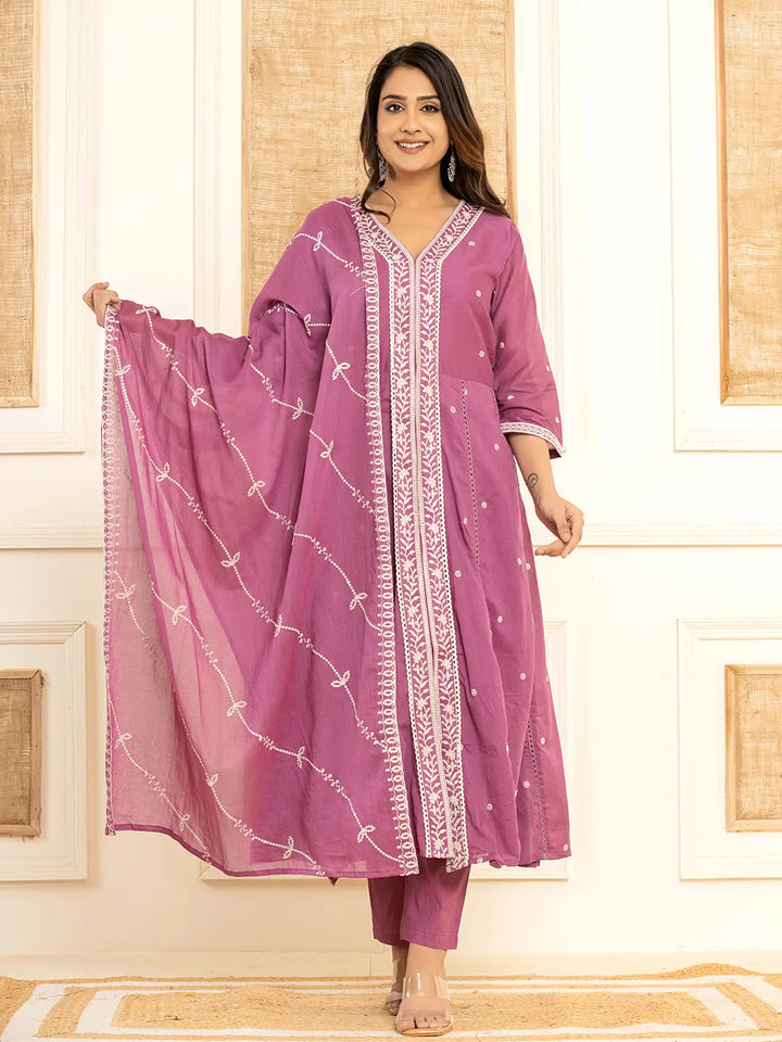 Purple-Cotton-Embroidered-3-Piece-Kurta-Set