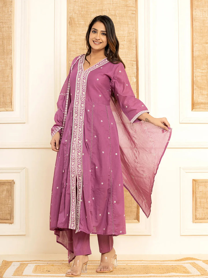 Purple-Cotton-Embroidered-3-Piece-Kurta-Set