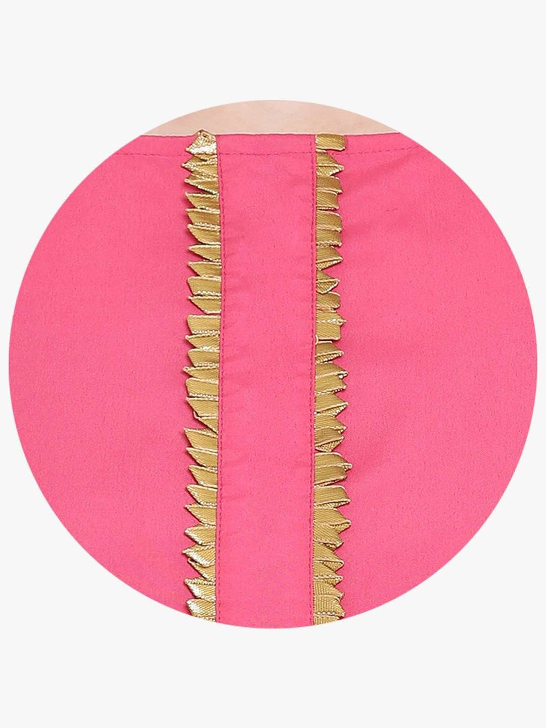 Pink Kurta Pant Set With Gota Inserts