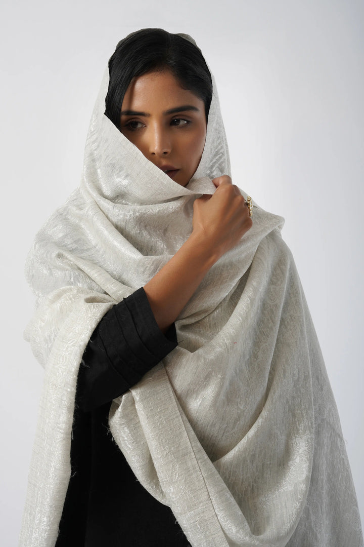 White Rabiya Superfine Wool Kani Shawl