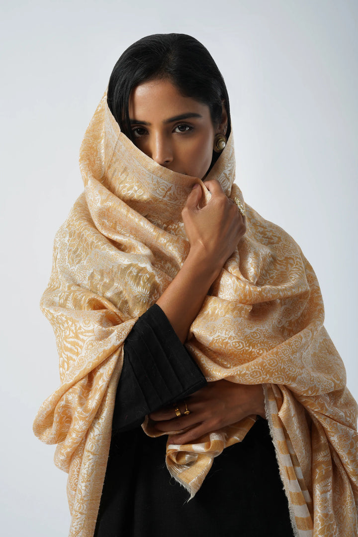 Yellow Rabiya Superfine Wool Kani Shawl