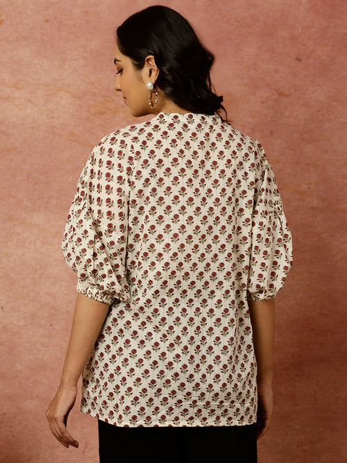 White-Cotton-Lurex-Ethnic-Printed-Boxy-Top