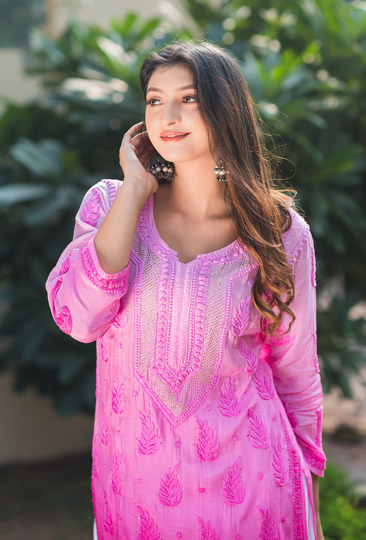 Roop-Pink-Muslin-Mukaish-Ombre-Kurta