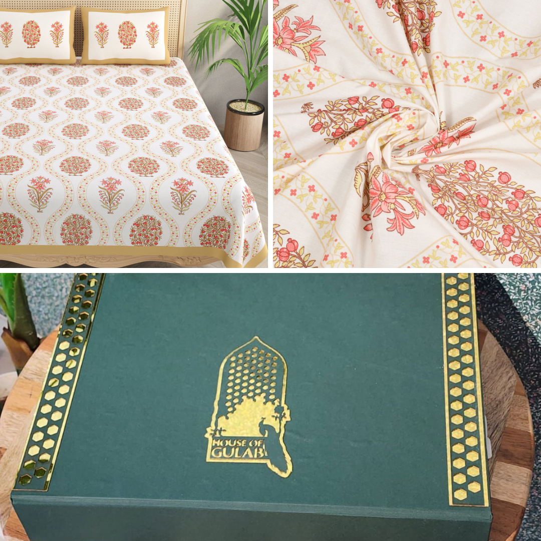 Cream-Double-King-Bedsheet-Set-Gift-Box-(Bedsheet-With-2-Pillow-Covers)