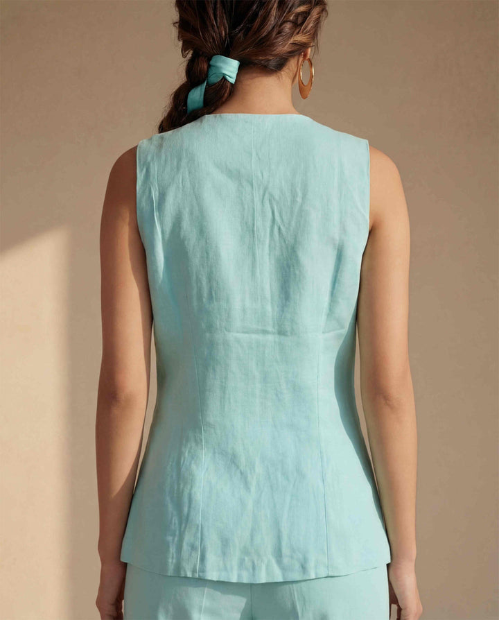 Sky Vest Linen Co-ord Set