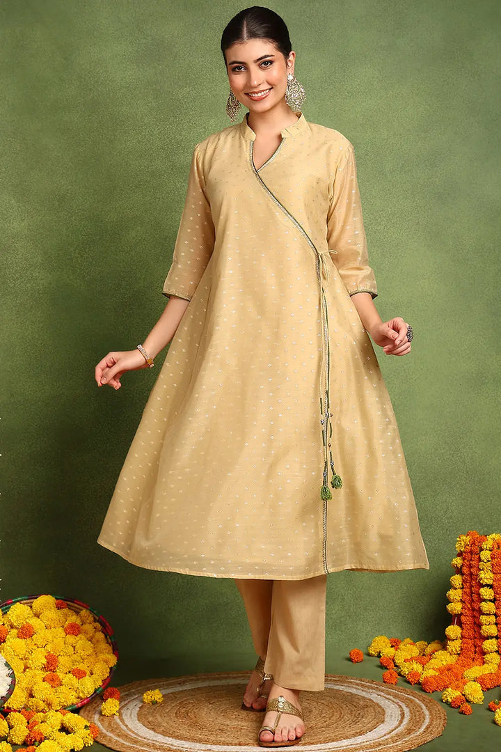 Beige-Chanderi-Silk-Khari-Printed-Angrakha-Kurta