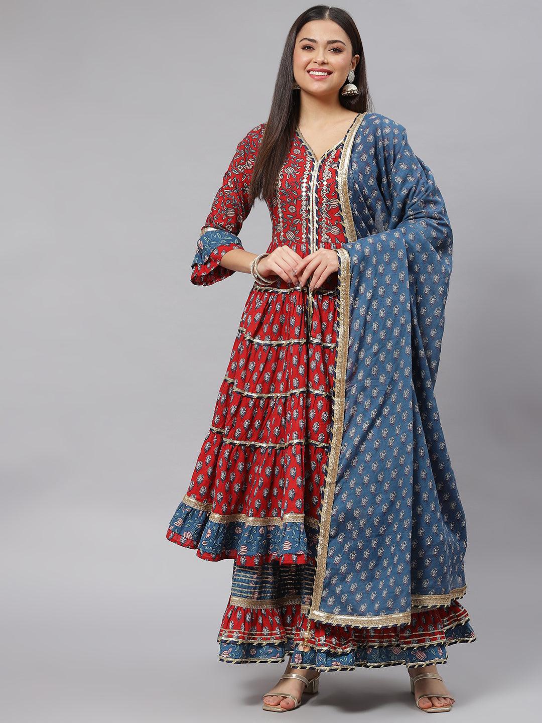 Maroon-Pure-Cotton-3-Piece-Anarkali-Set