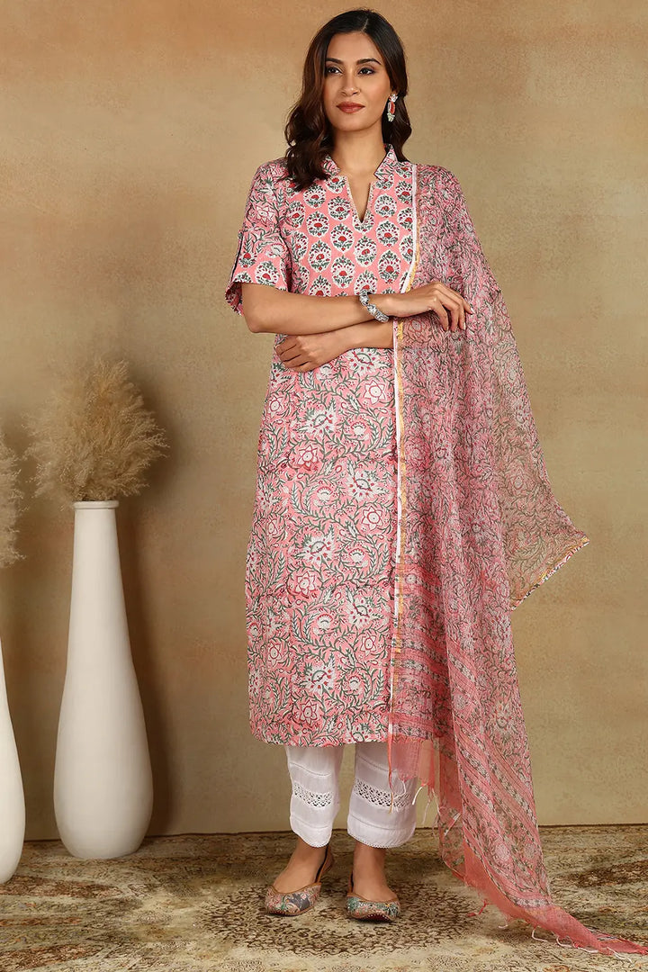 Crimson-Cotto-Hand-Block-Printed-Sanganeri-Straight-Kurta