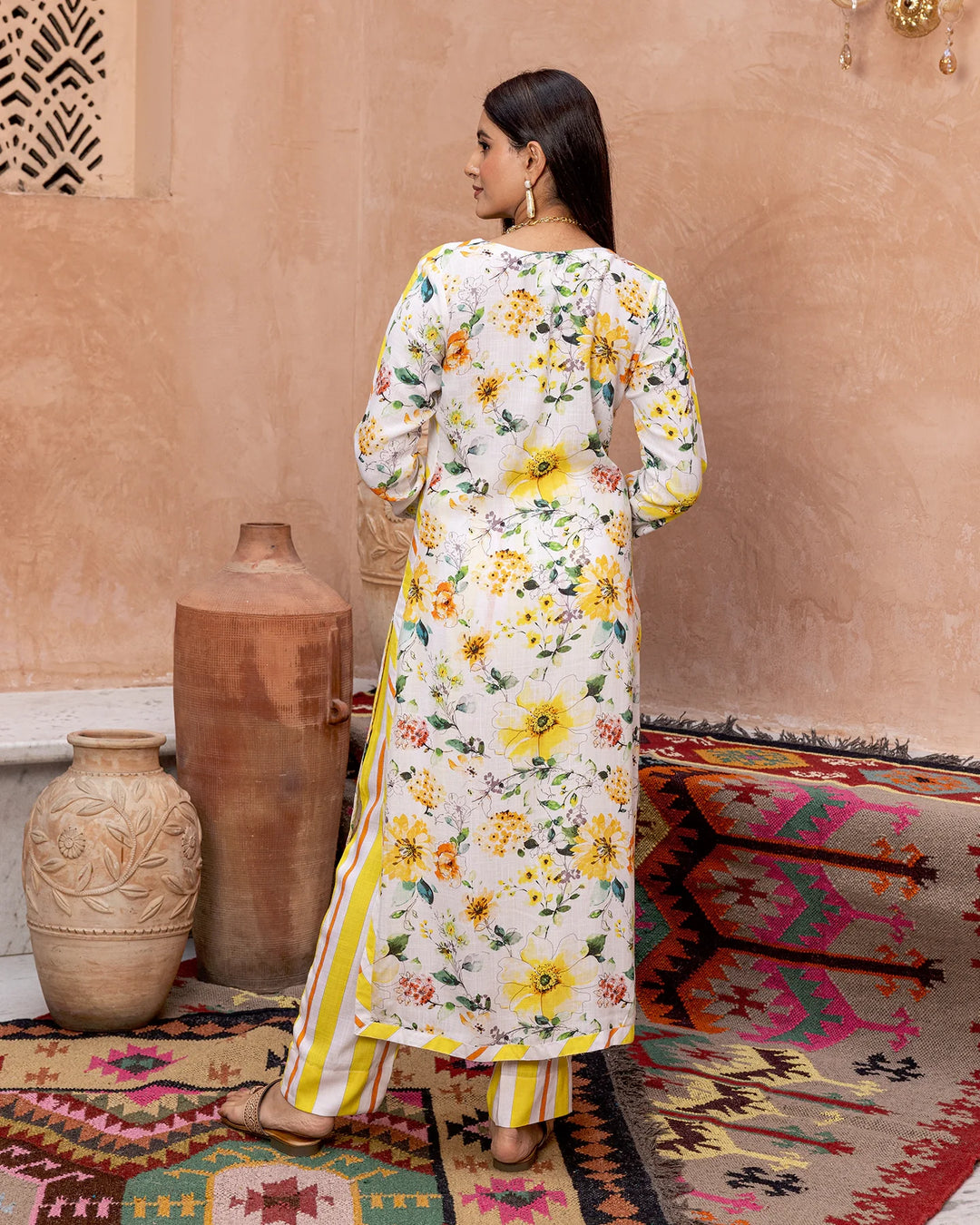 Yellow-Rayon-Blossom-Straight-2-Piece-Kurta-Set
