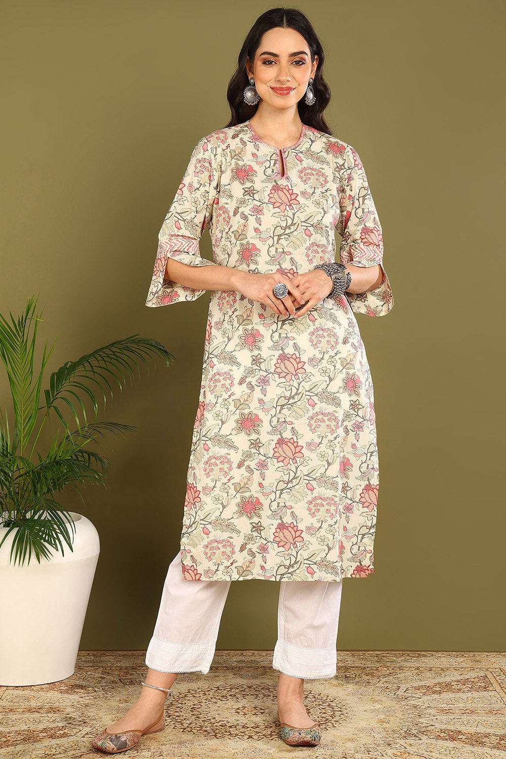 Crimson-Cotton-Sanganeri-Straight-Kurta