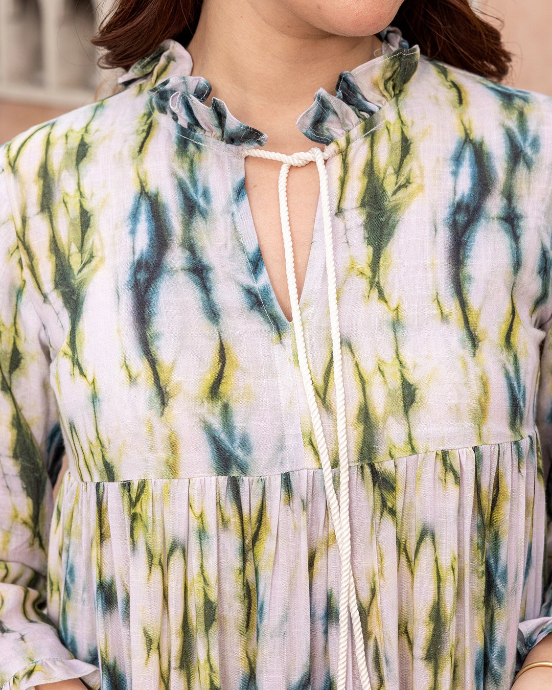 Off-White-Rayon-Tie-Dye-Tiered-Mini-Dress