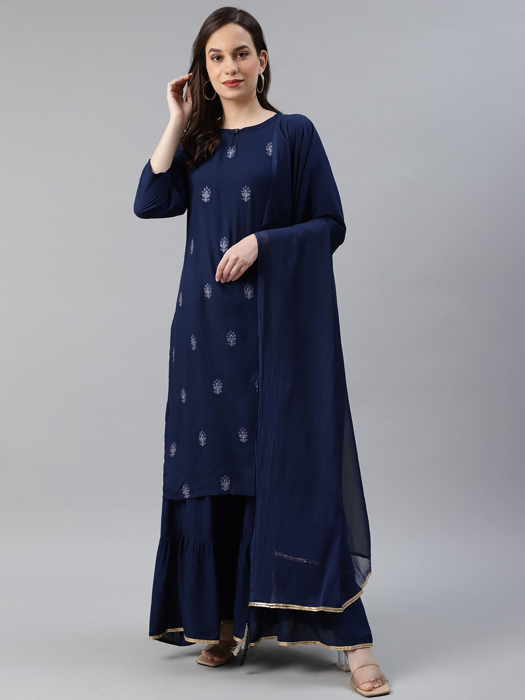 Navy-Blue-Cotton-Motifs-Printed-Straight-3-Piece-Kurta-Set