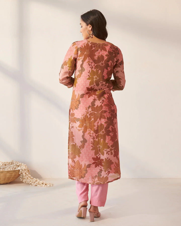 Pink-Tissue-Abstract-Floral-Print-2-Piece-Kurta-Set